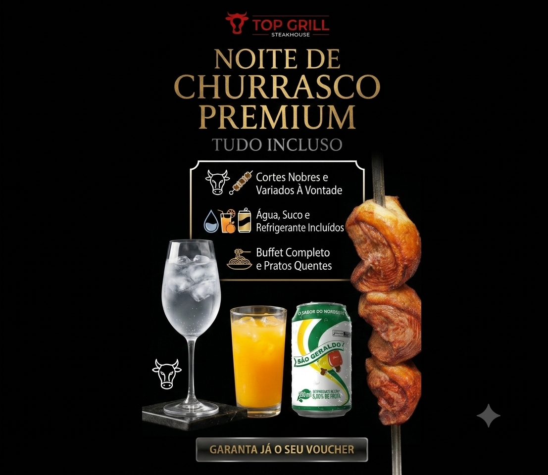 PACOTE RODÍZIO JANTAR PARA DUAS PESSOAS TODOS OS DIAS